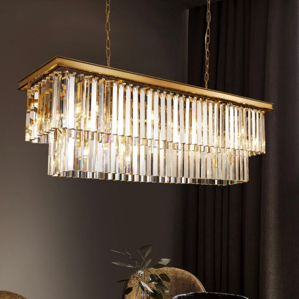 Luxury Pure Copper Crystal Chandelier Modern Living Room Light Villa Ceiling Lamp