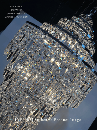 Luxury Spiral Crystal Chandelier For Foyer / Staircase