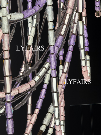 Luxury Artistic Dreamy Pastel Blended Crystal Tube Chain Chandelier for Villa/Lobby/Foyer