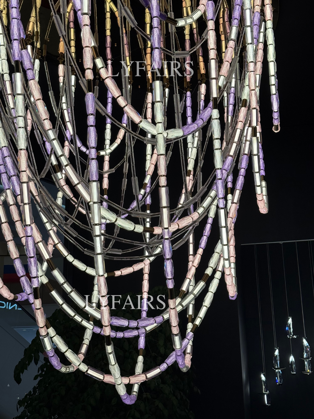 Luxury Artistic Dreamy Pastel Blended Crystal Tube Chain Chandelier for Villa/Lobby/Foyer
