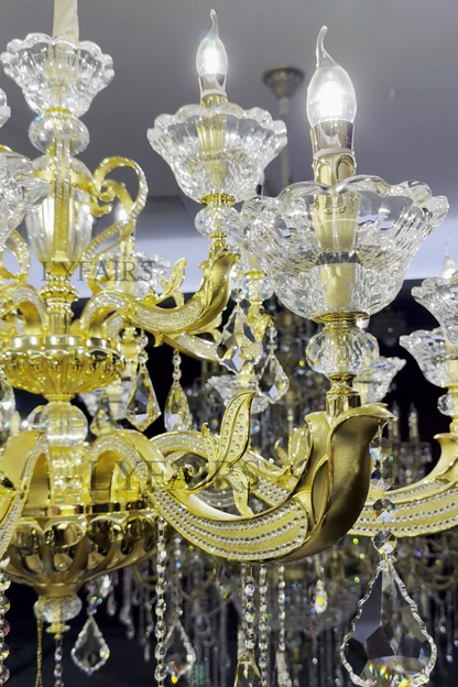 Eternal Baroque Revival Chandelier Series with Diamond-Inspired Crystal-Studded Light Arms