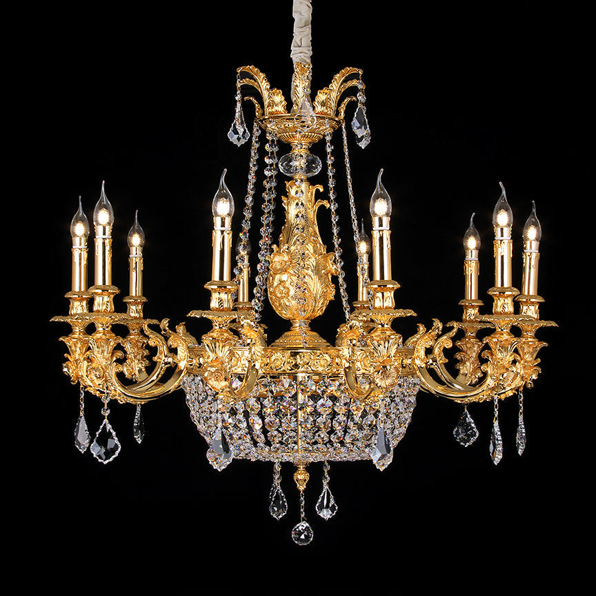 22 lights brass hanging chandeliers