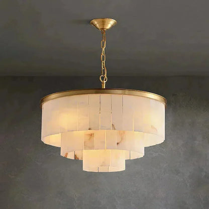 Modern Alabaster Tiered Chandelier - Merlin Lamps
