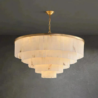 Modern Alabaster Tiered Chandelier - Merlin Lamps