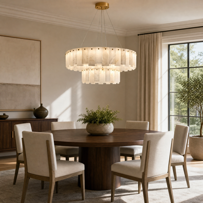 Modern Two-Tier Circular Pendant Chandelier