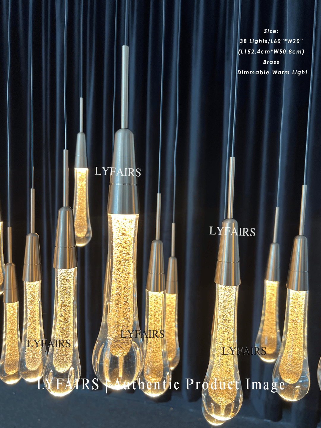 Modern Cascade Raindrop Linear Crystal Chandelier for Dining Room/Kitchen Island