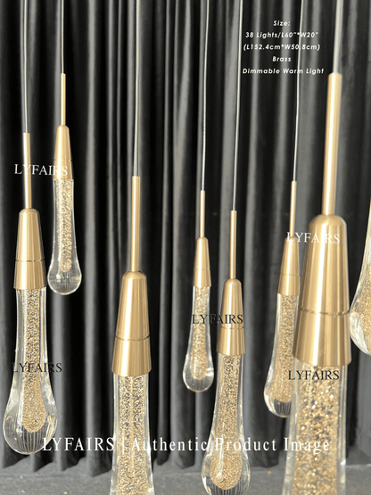 Modern Cascade Raindrop Linear Crystal Chandelier for Dining Room/Kitchen Island