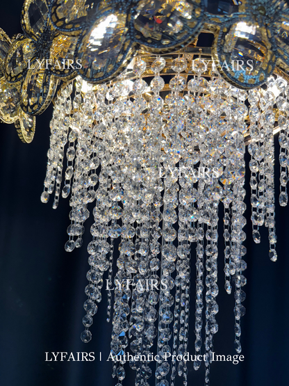 Modern Flower Crystal Tassel Chandelier for Living Room/Dining Room