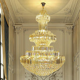 Modern Gold Foyer Extra Large Crystal Chandeliers Round Luxury Ceiling Light Fixture For Hall Entrance