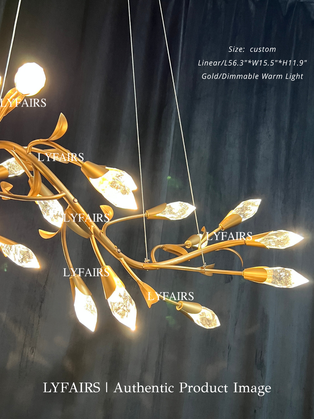 Modern Linear/Round Floral Branches Crystal Chandelier