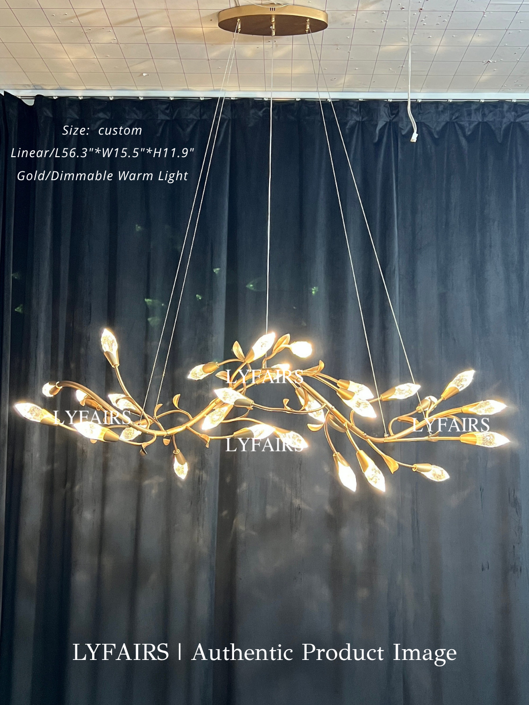 Modern Linear/Round Floral Branches Crystal Chandelier