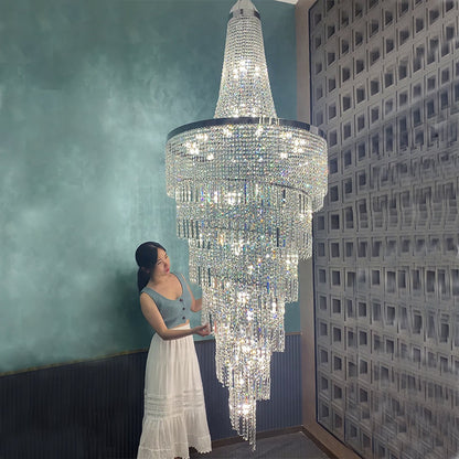 Modern Crystal Tassel Chandelier for Foyer/Staircase