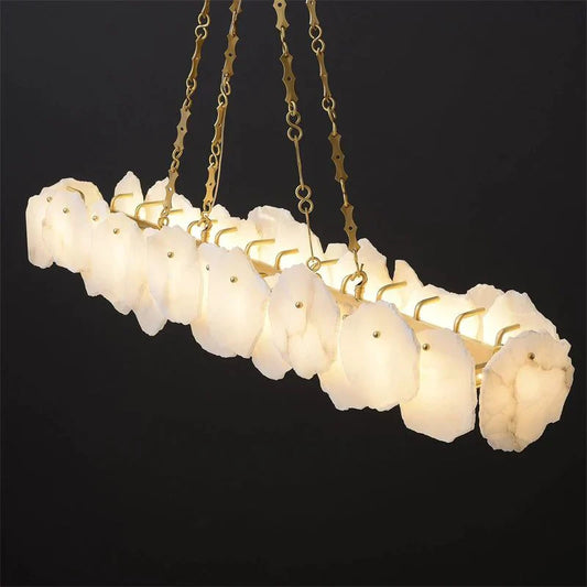 Theseus Alabaster Modern Snowflake Linear Chandelier 47'' 62''