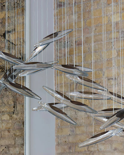 Modern Crystal Whispers LED Floating Light Fixture Artistic Chandelier for Hall