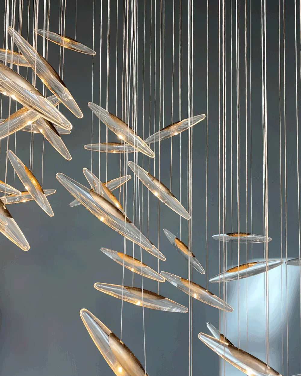 Modern Crystal Whispers LED Floating Light Fixture Artistic Chandelier for Hall