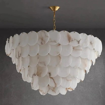 Noah Multi-Layer Natural Alabaster Round  Modern Chandelier 35''/43''