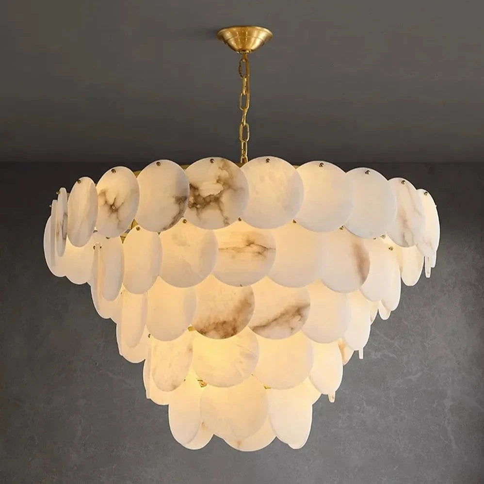 Noah Multi-Layer Natural Alabaster Round  Modern Chandelier 35''/43''