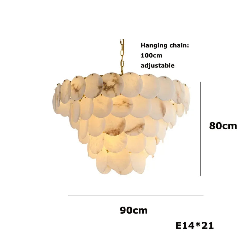 Noah Multi-Layer Natural Alabaster Round  Modern Chandelier 35''/43''