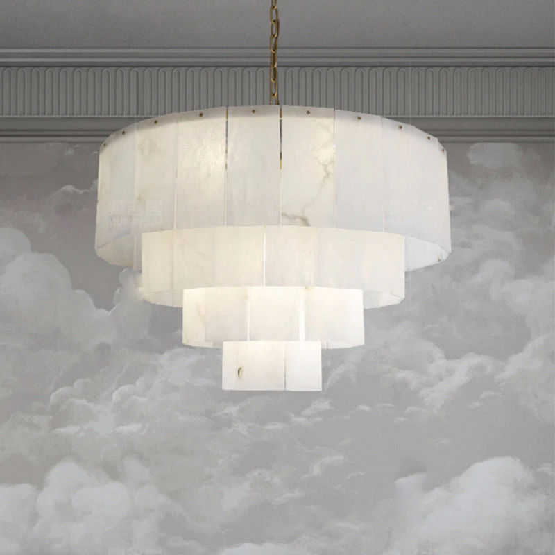 Denise Hardy Alabaster Multi-Layer Round Chandelier