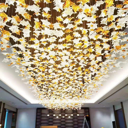 Multicolor Crystal Spiral Maple Leaf Chandelier