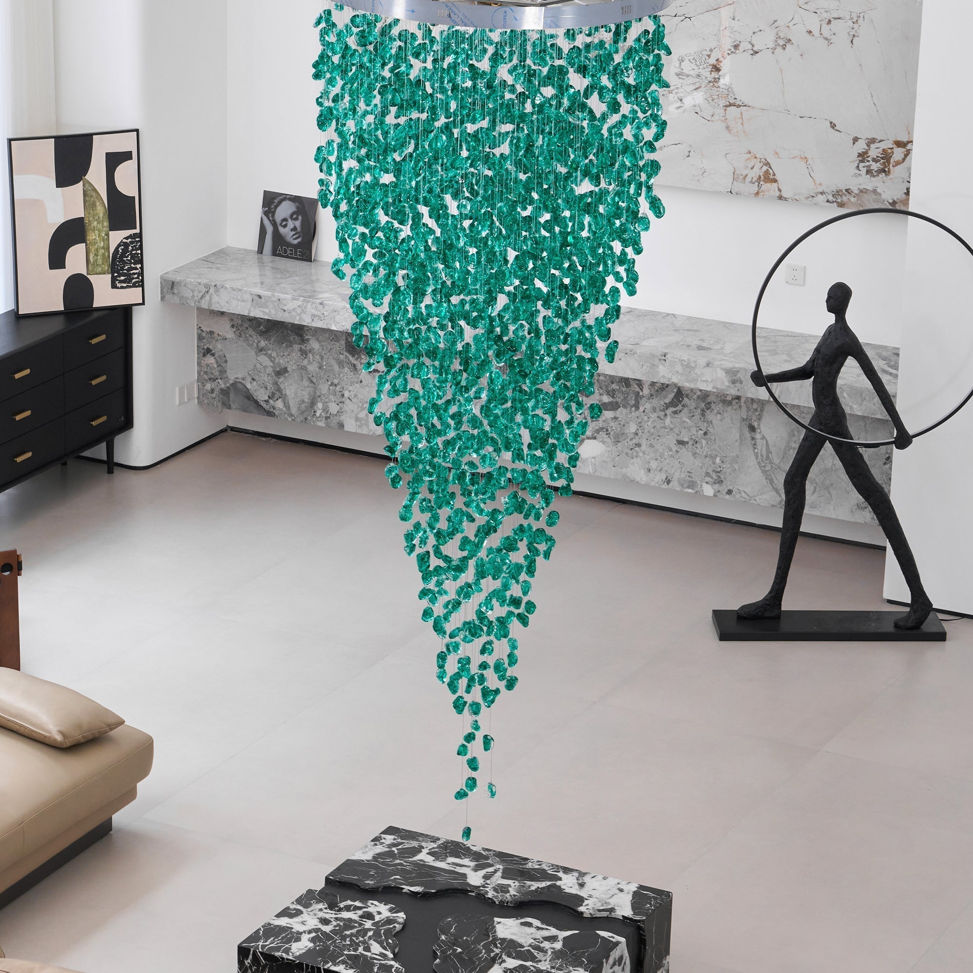 Crystal Stone Crystal Spiral Chandelier