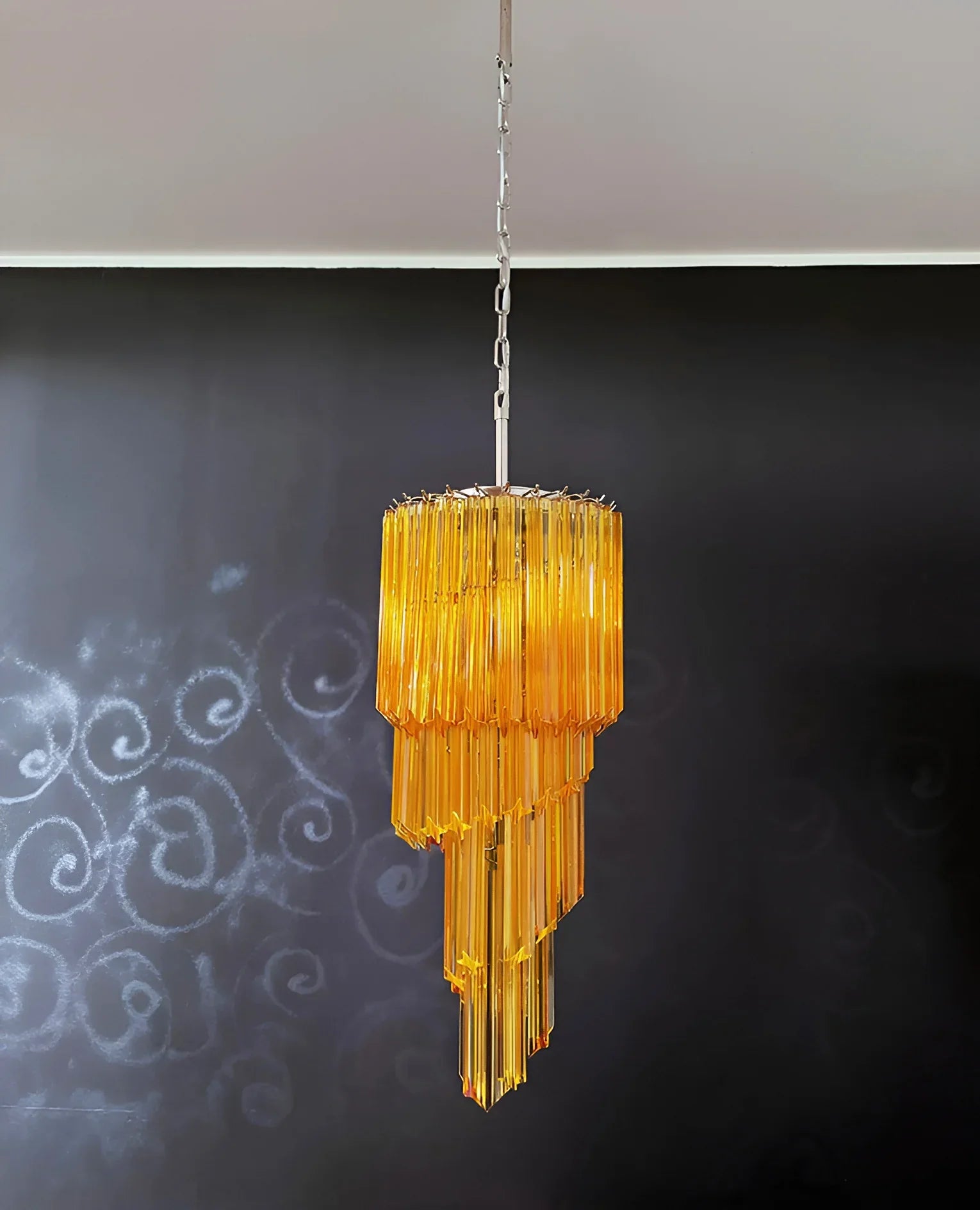 Murano Spiral Prisms Amber Chandelier