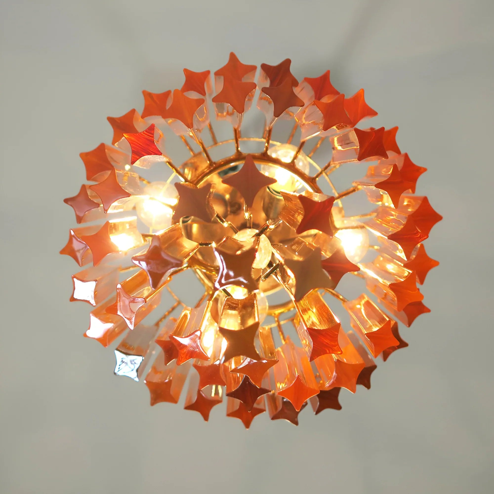 Murano Spiral Prisms Amber Chandelier