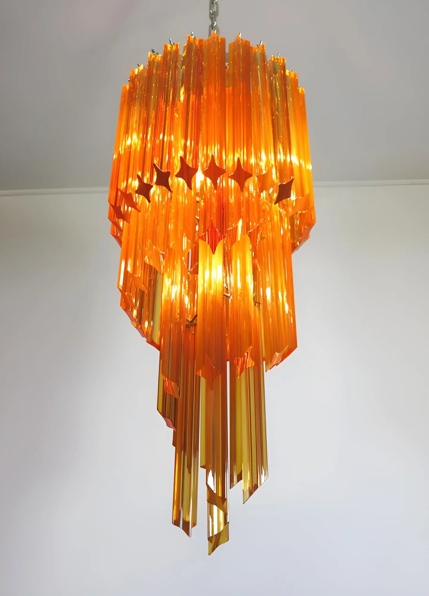 Murano Spiral Prisms Amber Chandelier