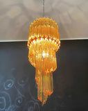 Murano Spiral Prisms Amber Chandelier