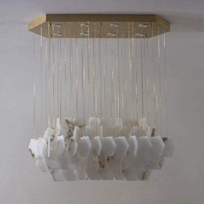 Natural Flake Alabaster Modern Chandelier - Merlin Lamps