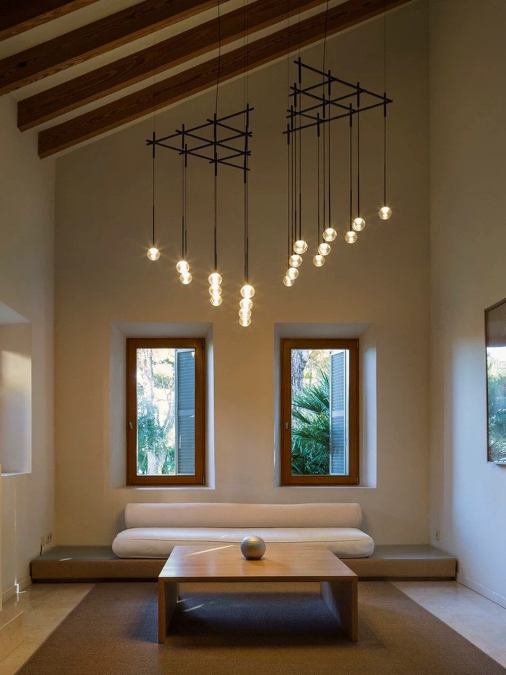 Nordic Minimalist Clear Ribbed Glass Globe Pendant Light