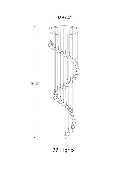Extra Large Nordic Minimalist Long Pendant Light for Spiral Staircase/High-ceiling Room