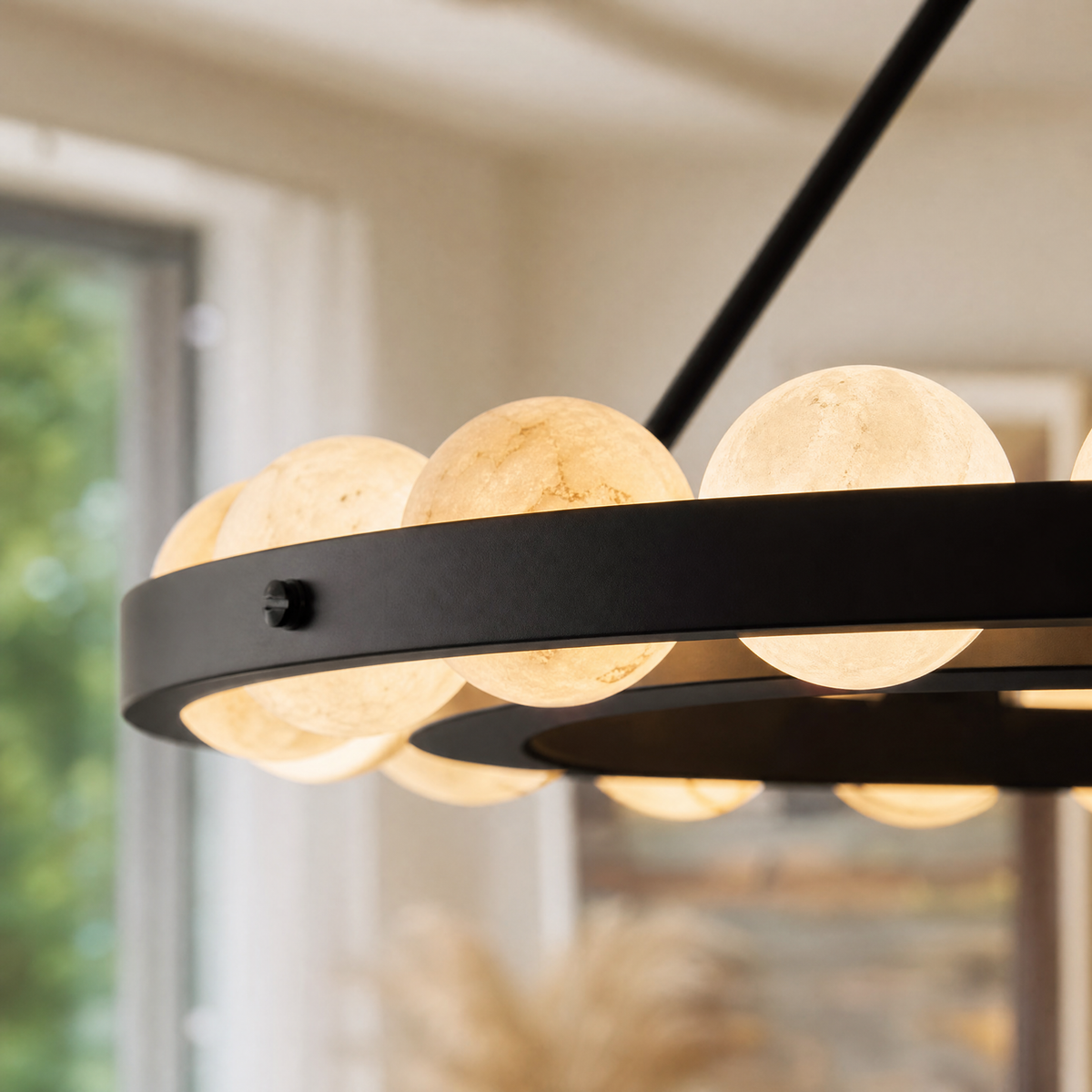 Dovia Modern Alabaster Round Chandelier