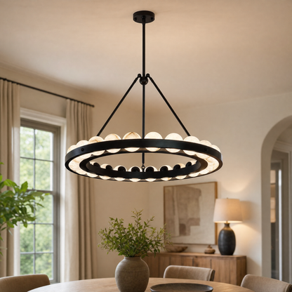 Dovia Modern Alabaster Round Chandelier