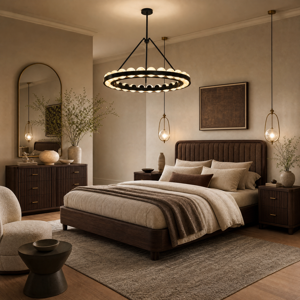 Dovia Modern Alabaster Round Chandelier