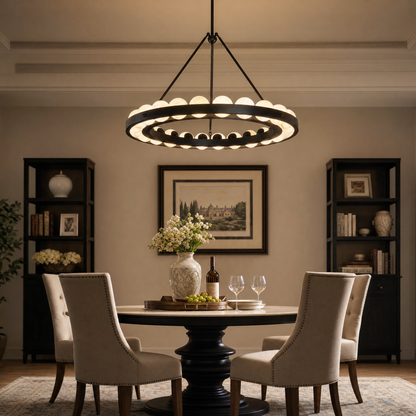Dovia Modern Alabaster Round Chandelier