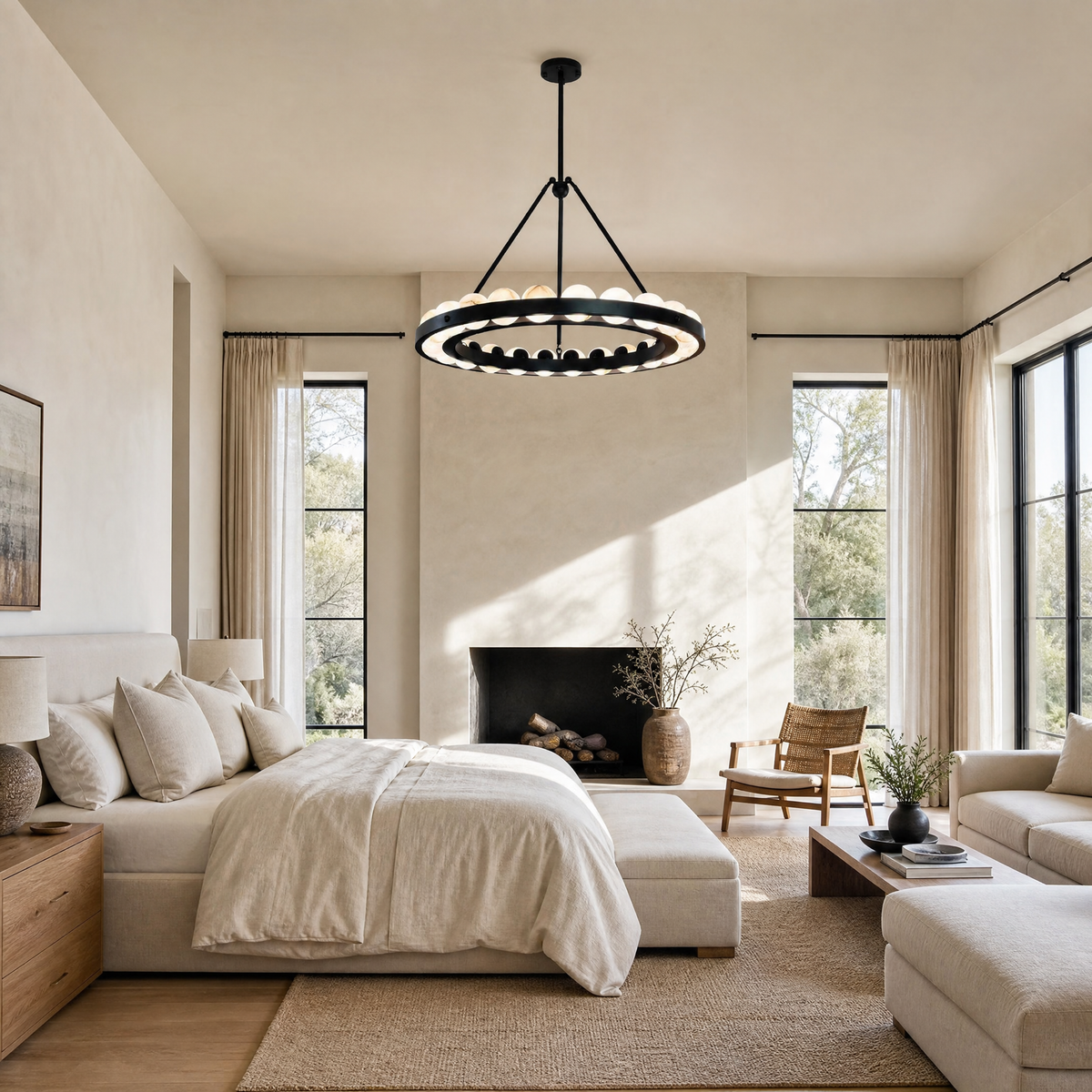 Dovia Modern Alabaster Round Chandelier