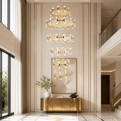 Pearl Net Modern Sculptural Ring Chandelier
