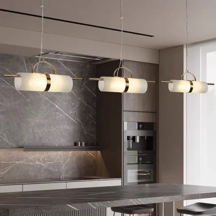 Alabaster Brass Pendant Lights Dining Room