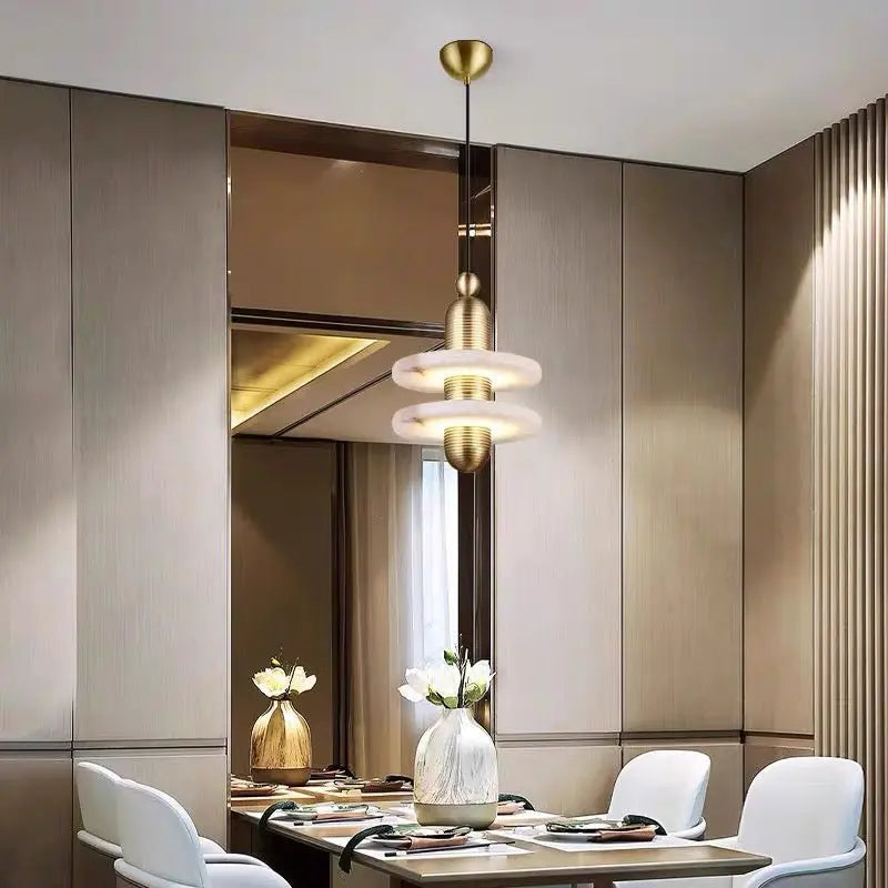 Alabaster Modern Pendant For Dining Room 2 Layer A Brass Pendant