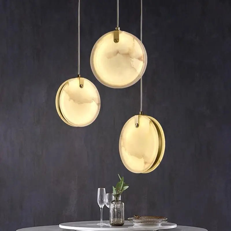 Nirvana Alabaster Round Pendant Lights Dining Room