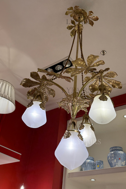 Brass Leaves Fruit-inspired Glass Chandelier