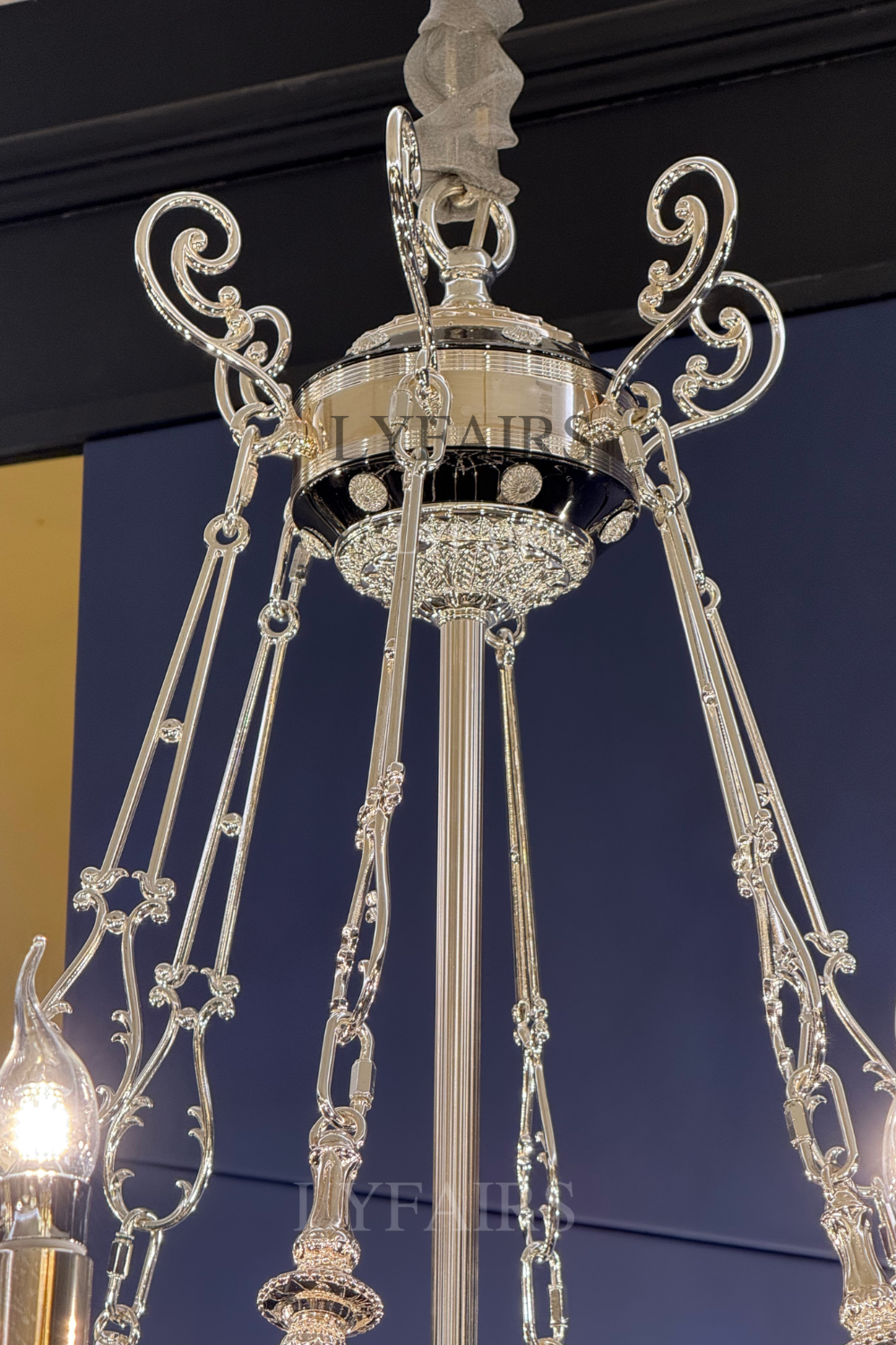Baroque Silver/24K Gold Color Candle Light Crystal Chandelier