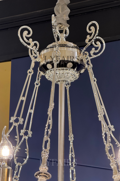 Baroque Silver/24K Gold Color Candle Light Crystal Chandelier