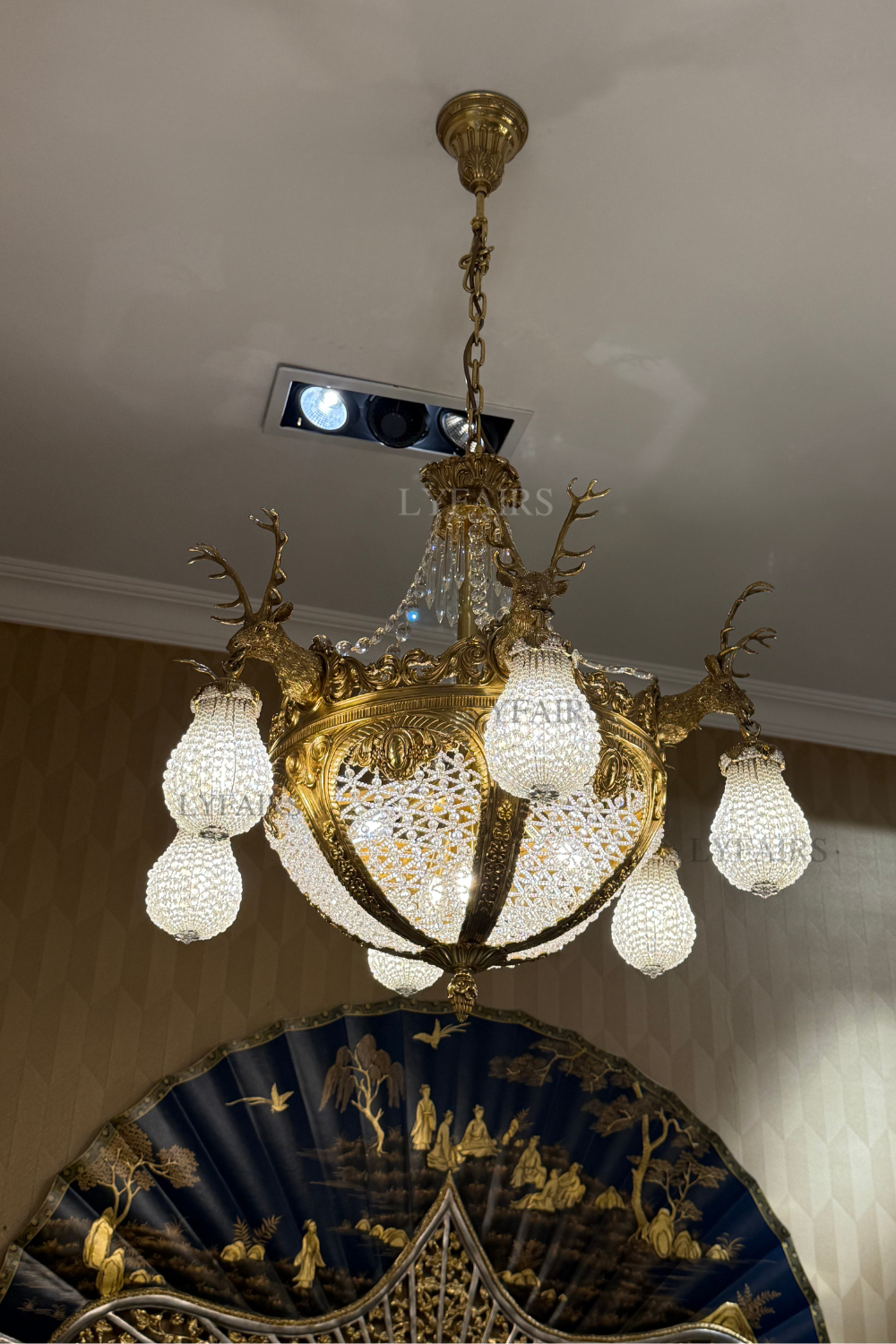 Baroque Brass Deer Crystal Chandelier for Palace/Hotel