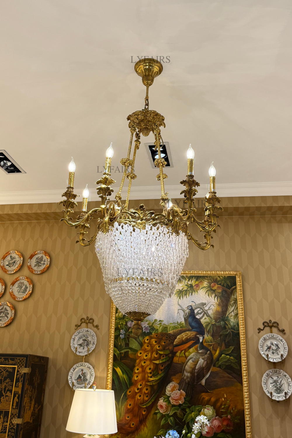 Baroque Empire Flame Cascade Crystal Chandelier