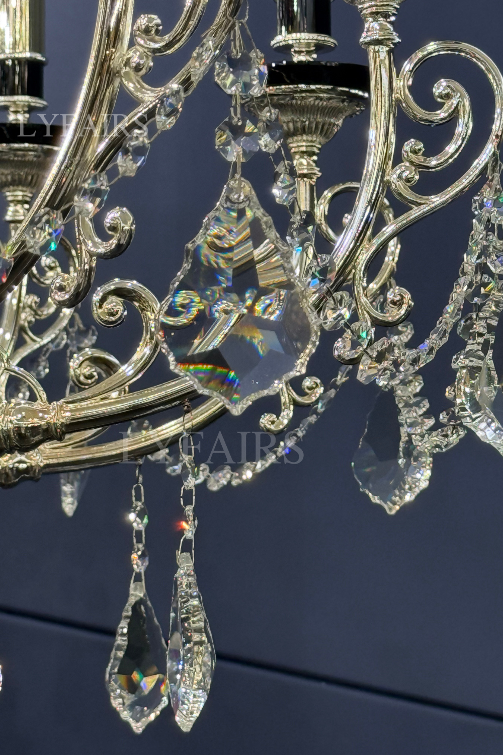 Baroque Silver/24K Gold Color Candle Light Crystal Chandelier