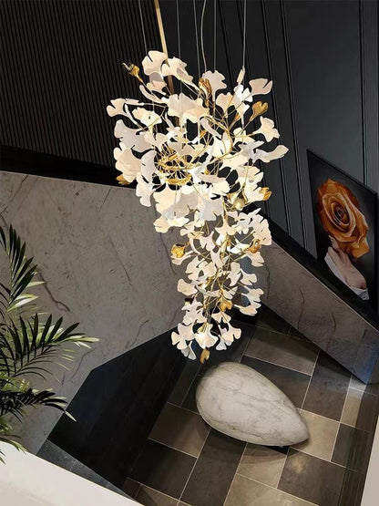 Porcelain Linear Gold Chandelier