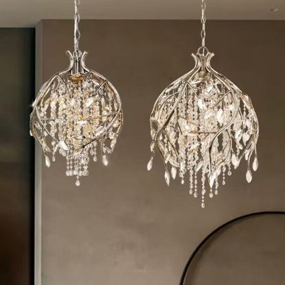 chandelier,chandeliers,branch,leaves,crystal pendant,chain,raindrop,chrome