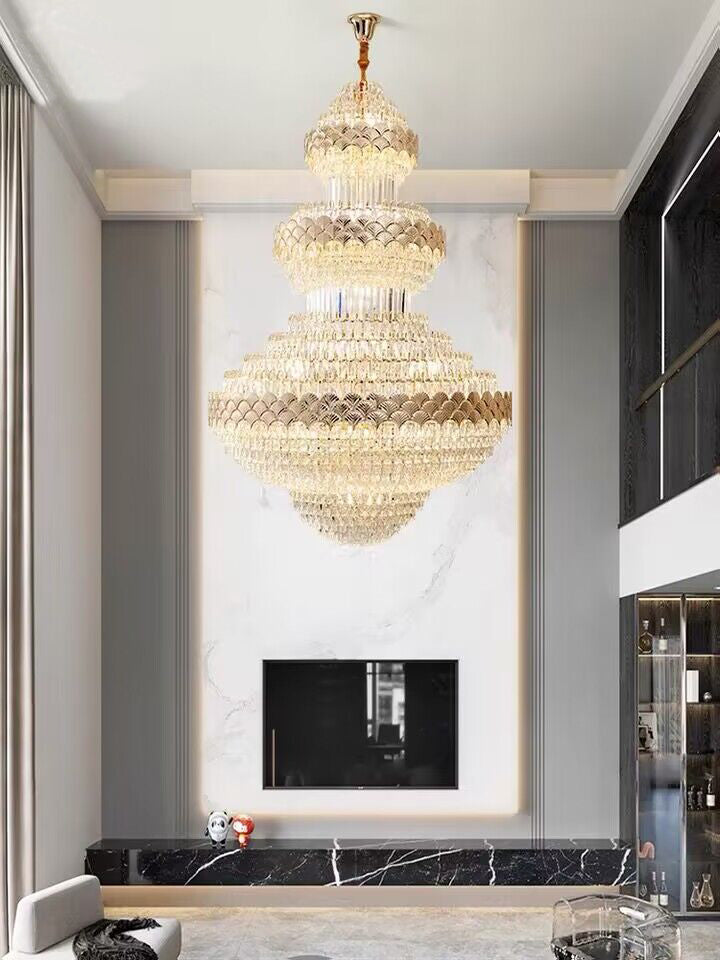 Extra Large Multi-layers Gold Luxury Crystal Chandelier Modern Empire Decrative Crystal Light For Living Room/Foyer/Staircase